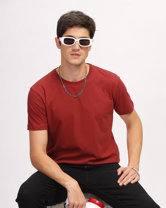 Brick Red Solid T-Shirt
