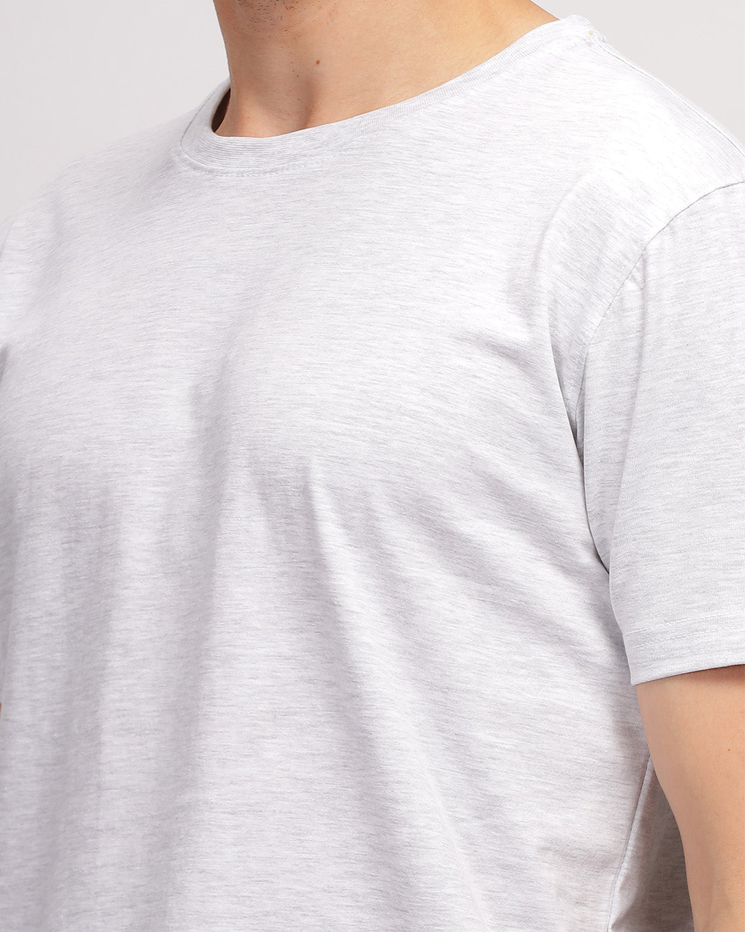 White Melange Solid T-Shirt