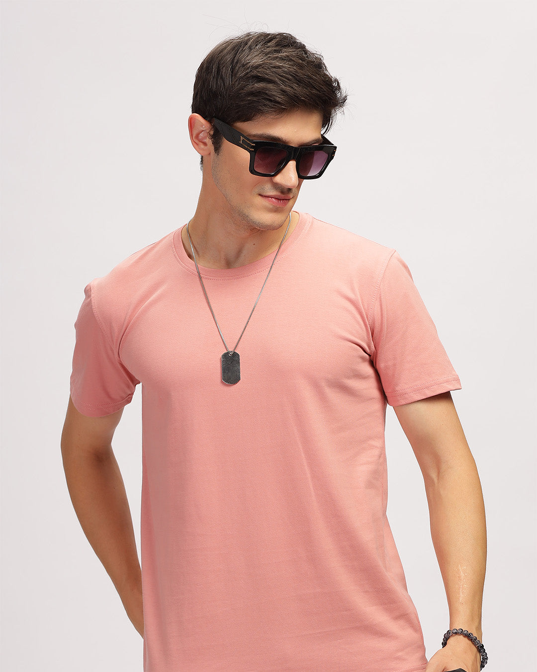 Salmon Pink Solid T-Shirt